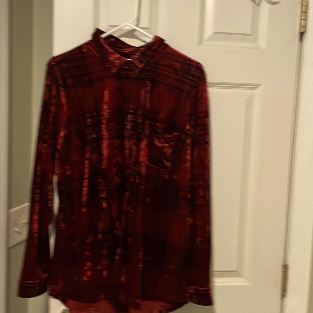 Belle by Kim Gravel crushed velvet button down top.  Size large.